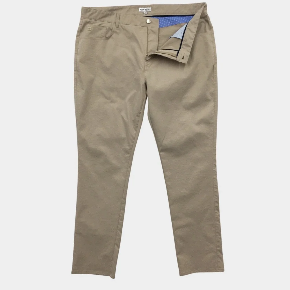 Peter Millar EB66 Performance Five Pocket Pants Khaki Tan Mens 40x32 Golf Pants